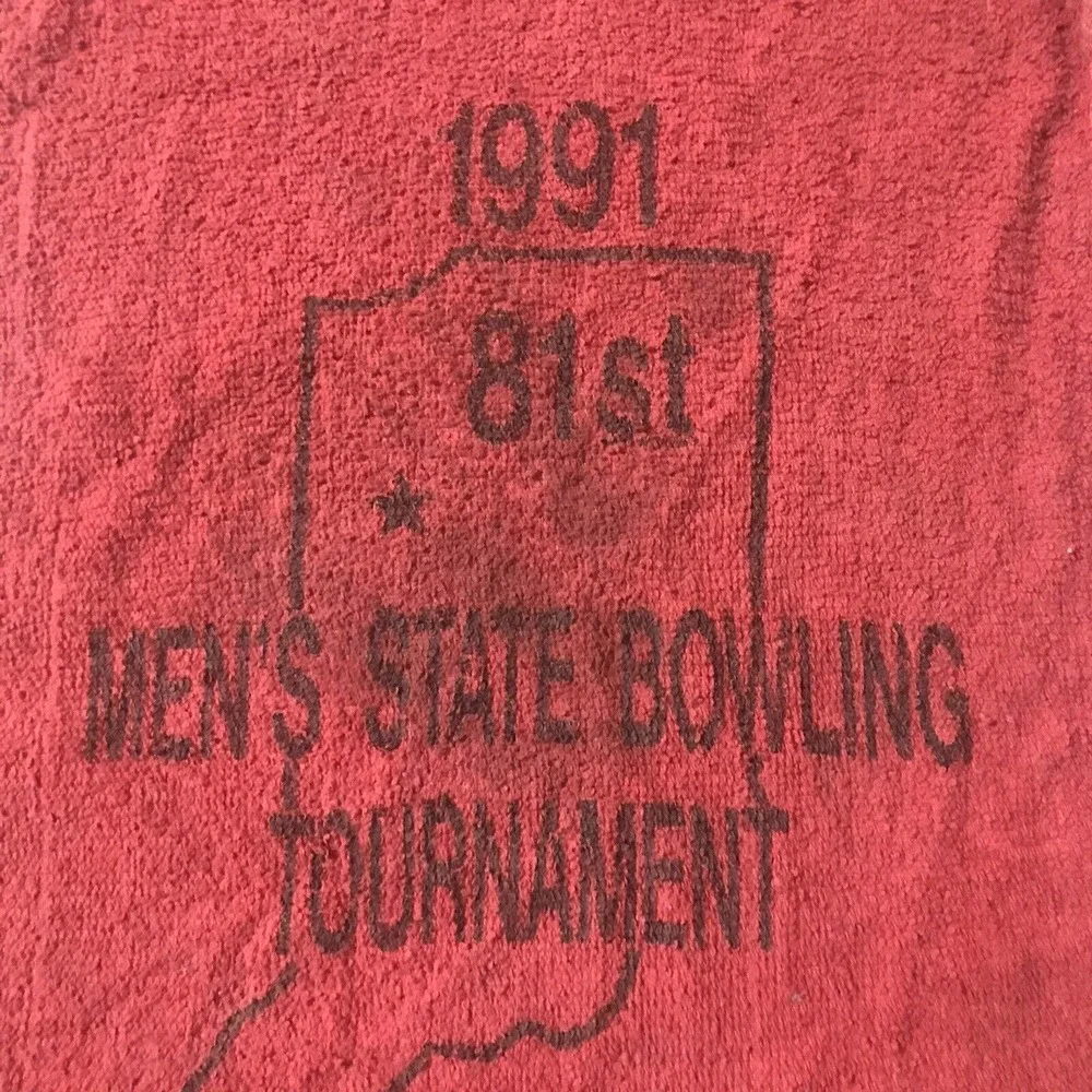 Mens‎ State Bowling Tournament 1991 Lafayette Indiana 81st Towel Red FLAW